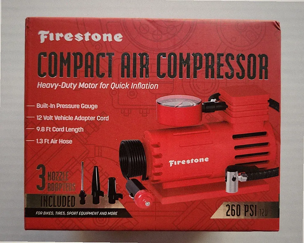 Firestone Compact Air Compressor - Heavy Duty Motor For Quick Inflation