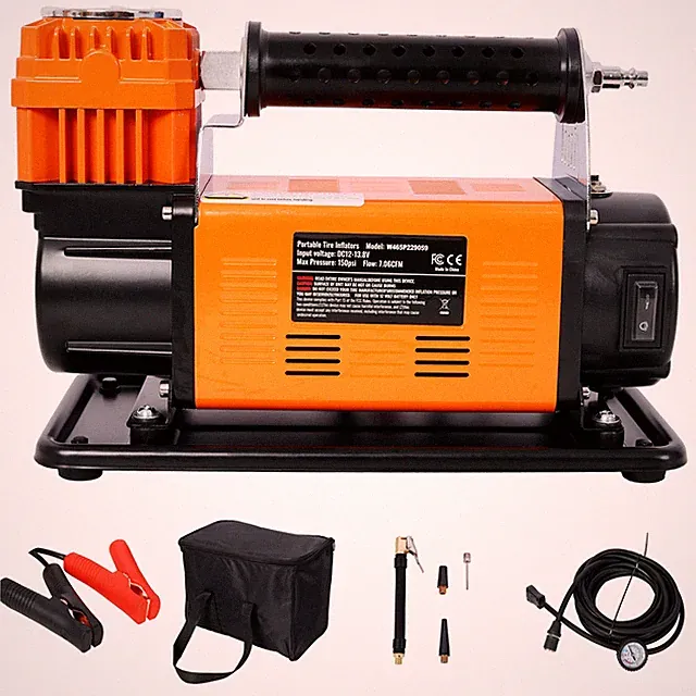 Tire Inflator Heavy Duty Double Cylinders w/Storge Bag 150PSI 12V Air Compressor