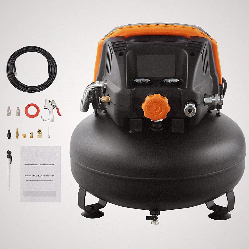 Uimoso 6 Gal 150 PSI 1.7HP Oil-Free Pancake Air Compressor w/ 12-Piece Accessory